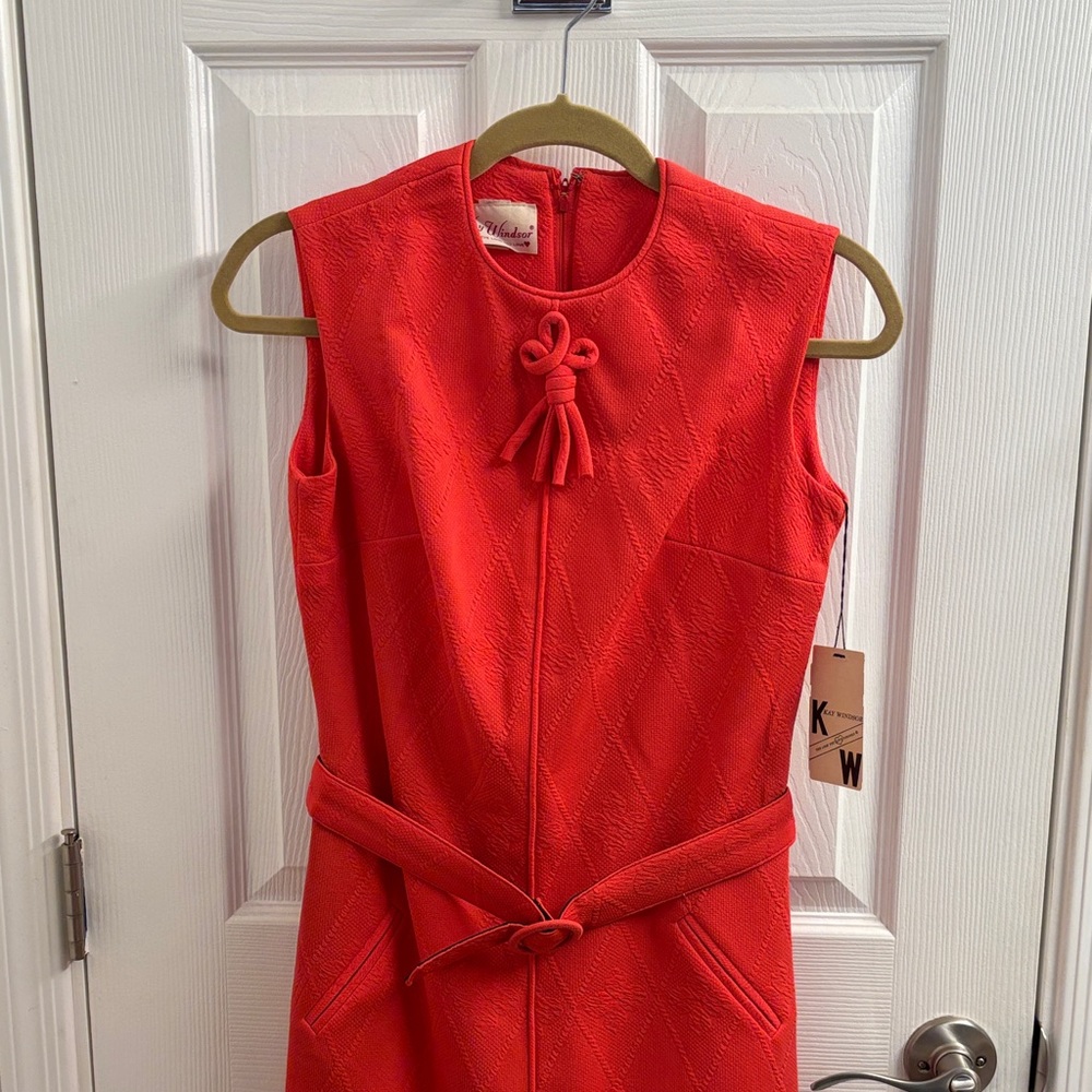 WOW! NWT Vintage Kay Windsor Mod Elegant Textured Red Dress Union Made Size 10
